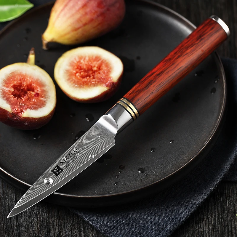 Professional Japanese classic 3 inch rosewood handle Damascus steel kitchen paring knife