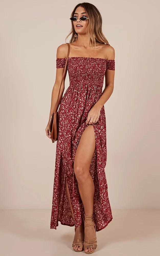 plus size Private Label Bohemian Dress Wholesale Fashion Women Long Maxi Floral Print Boho Dress