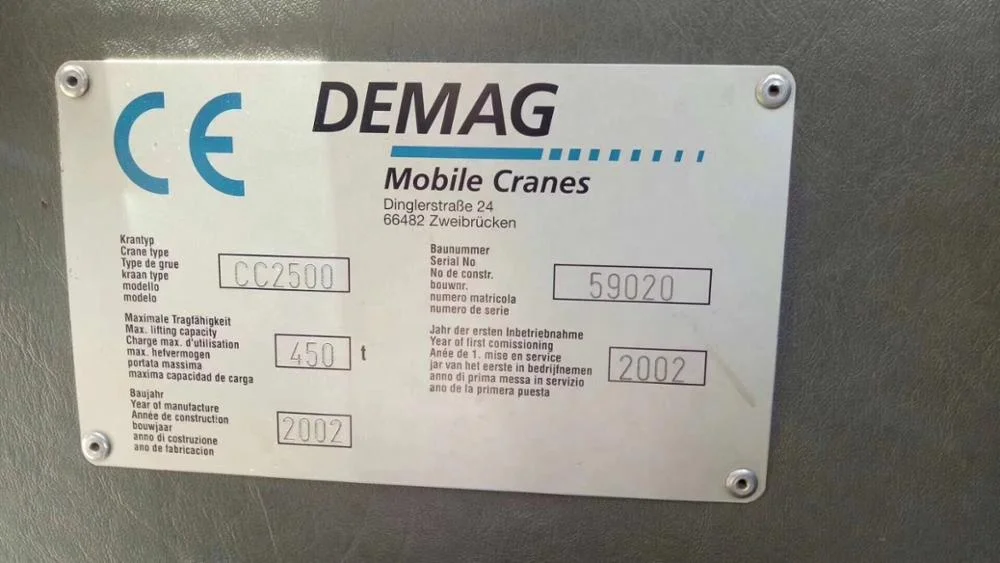 Demag CC2500 used crawler crane Demag 450Ton used hydraulic crane Germany crane for sale