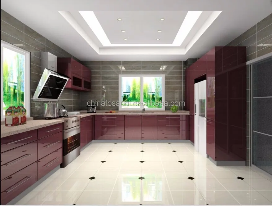 Professional custom modern acrylic kitchen cabinet