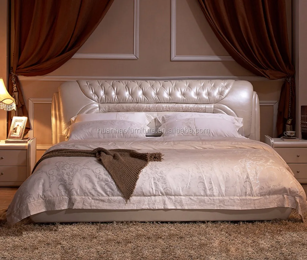 Bedroom furniture double size modern leather bed