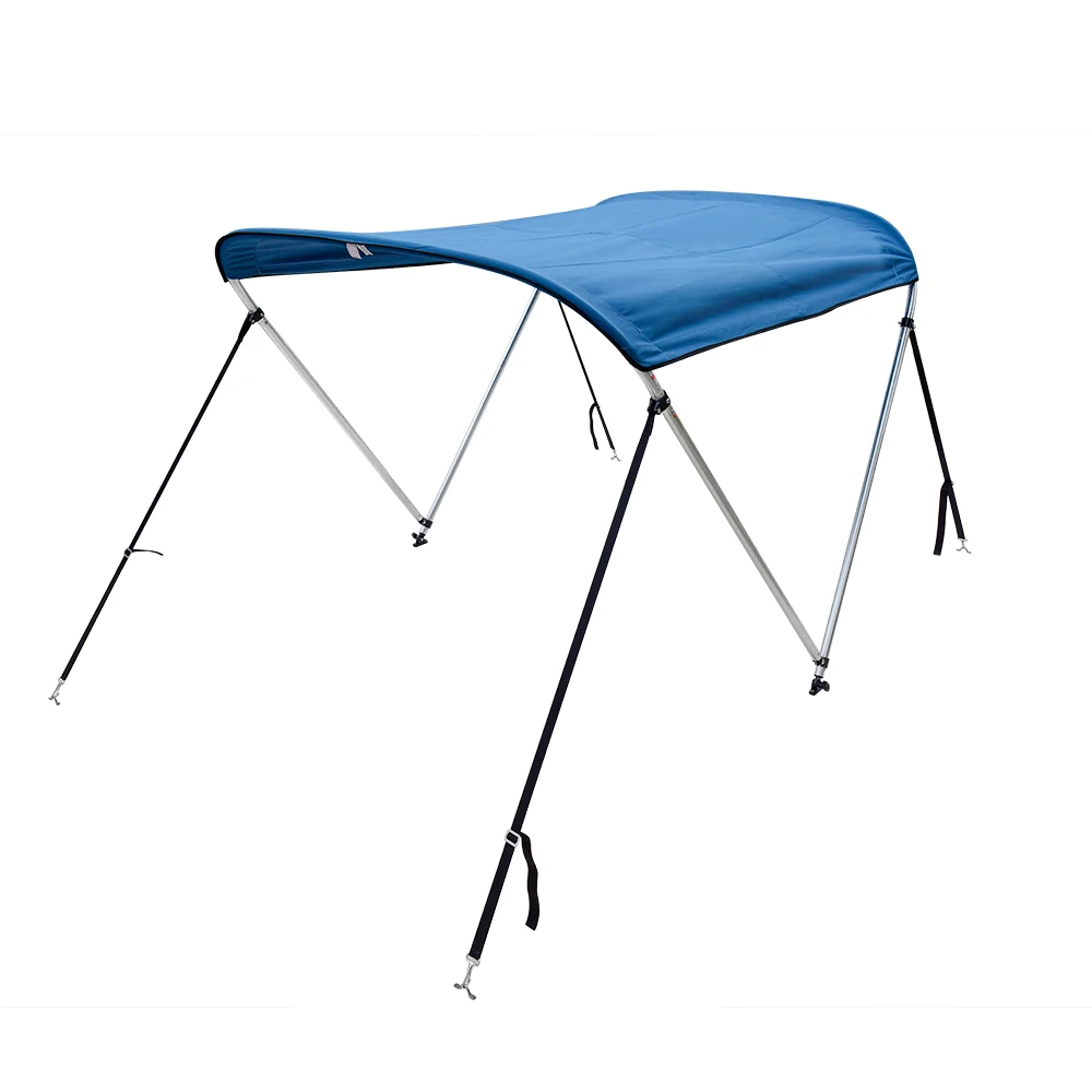 
2 Bow Bimini Top Boat Cover with Rear Support Pole and Storage Boot, Color Gray,Pacific 