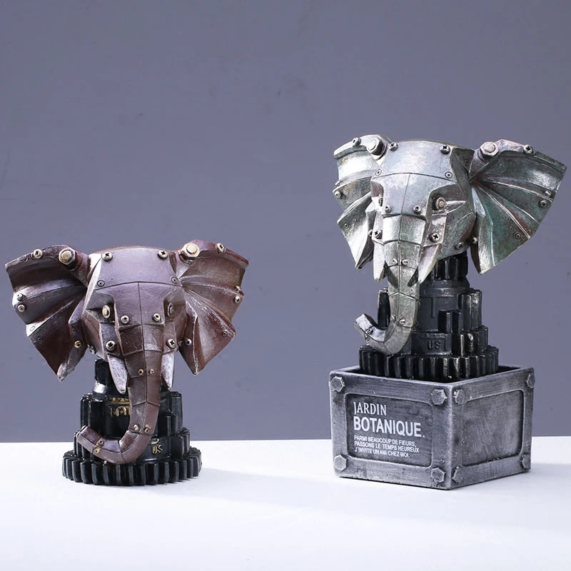 
machinery industry wind resin animal head decoration deer head elephant wolf culture bar model props crafts 