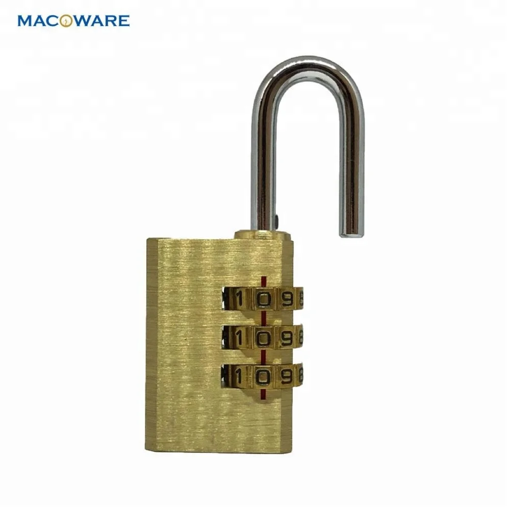 
3 Combination Lock Candado High Security Luggage Brass Password Padlock 