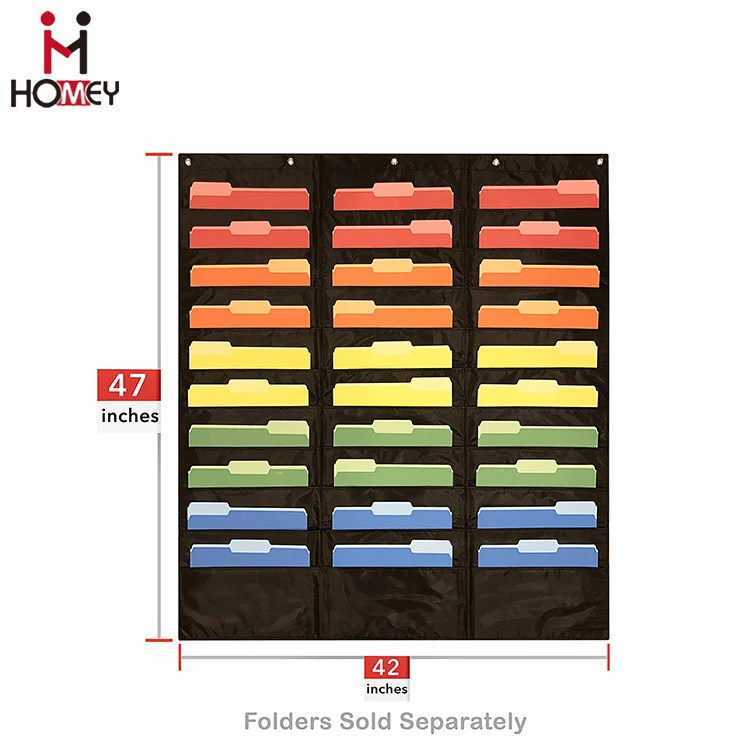 Hanging / Wall File Organizer / Fabric / Pocket Charts / for Classroom / forTeachers / Black / Over The Door