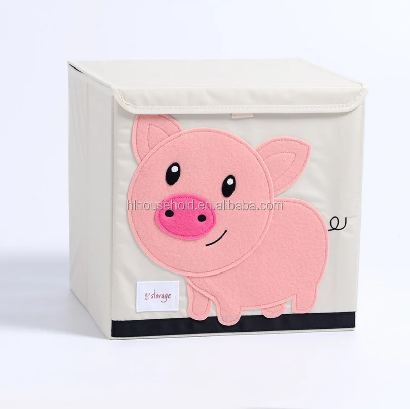 Organic Fabric Kids Toy Storage Box Collapsible Storage Organizer with Cover