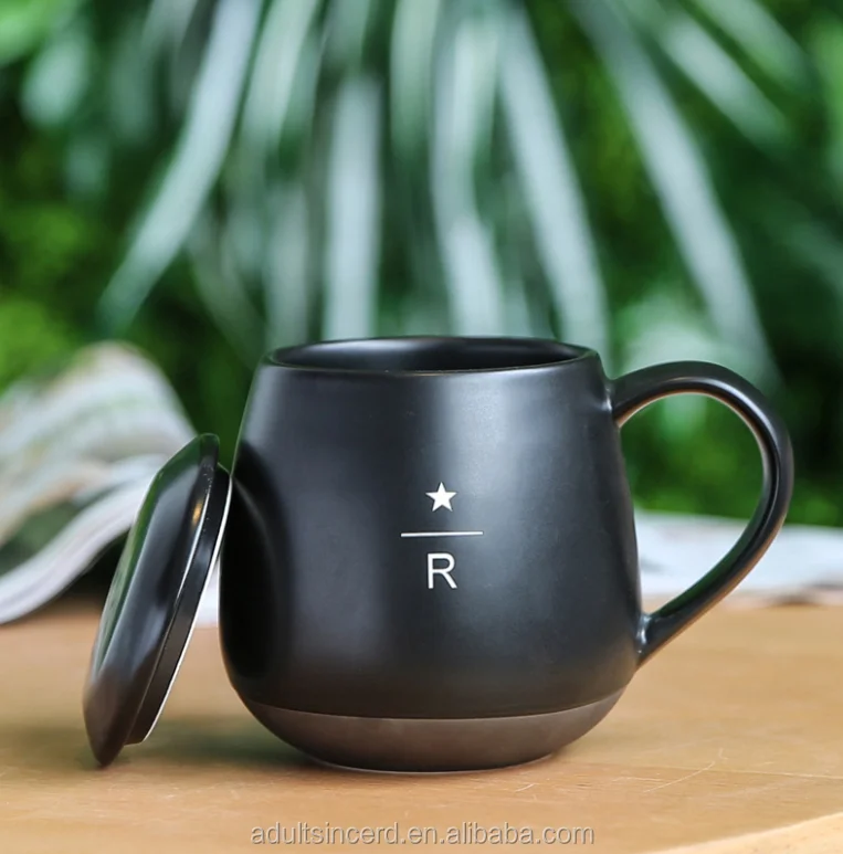 Популярные Новые Креативные подарочные кружки с крышкой, большая емкость, черная стеклянная кофейная чашка, Пользовательский логотип, керамическая чашка