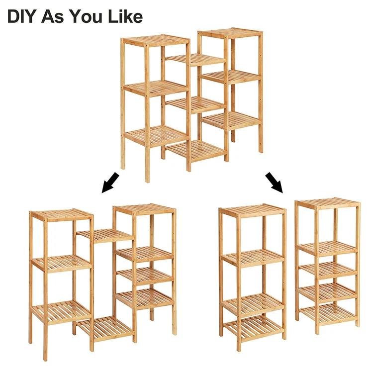 3 tier assemble bamboo wood garden pot rack flower plant stand