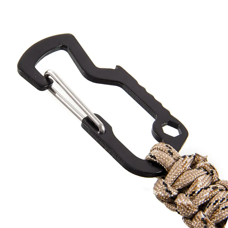 Adventure camping outdoor gear survival paracord fire make compass keychain