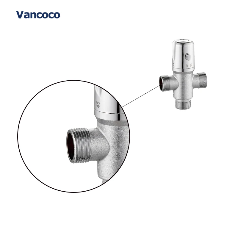 Vancoco YK135H nickel plated 3 way thermostatic mixing valve