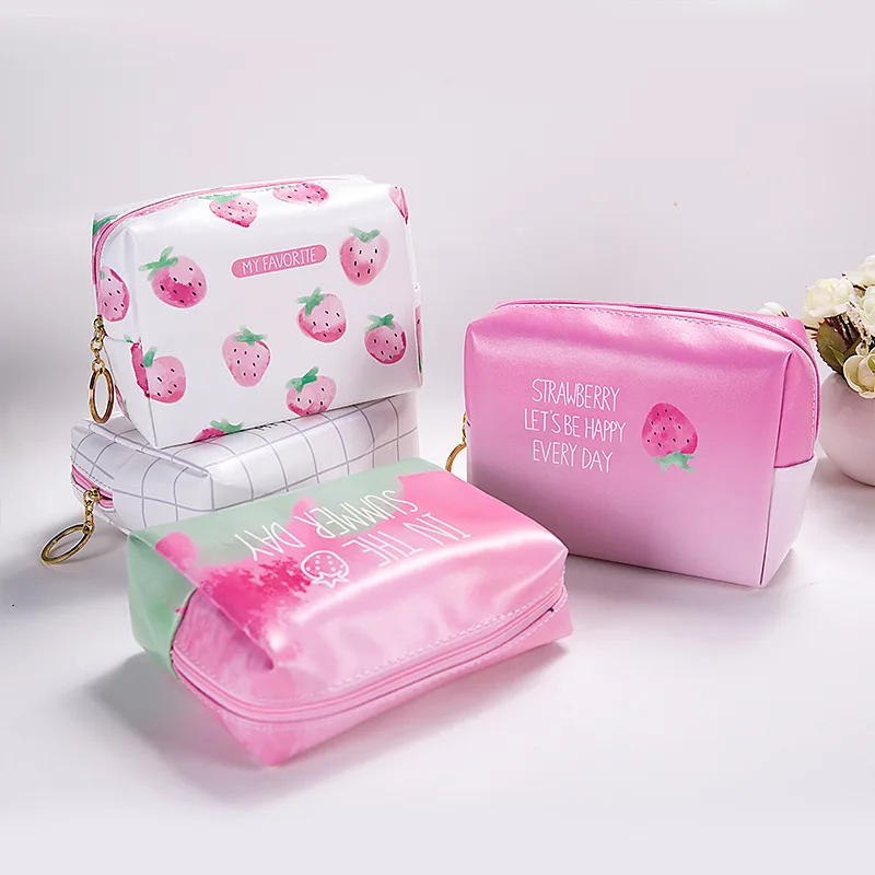 Korean version Creativity Strawberry Cosmetic bag High capacity Storage package Portable wash bag Package travel Hand bag