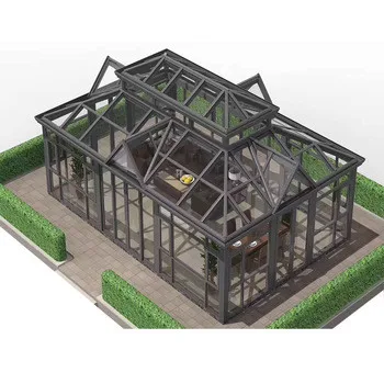 Customized Free Standing Aluminum Frame Winter Garden Sunroom Conservatory  Glass Garden House sunroom