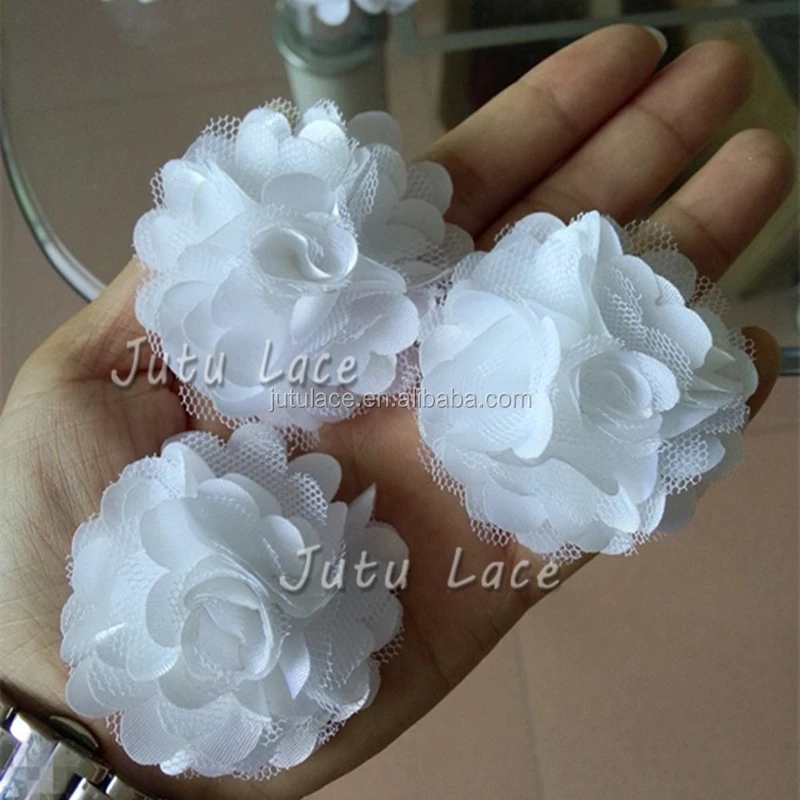 Decorative wedding dresses /invitation card satin fabric flower-mini mesh flowers for brooch -hair accessories scalloped flowers