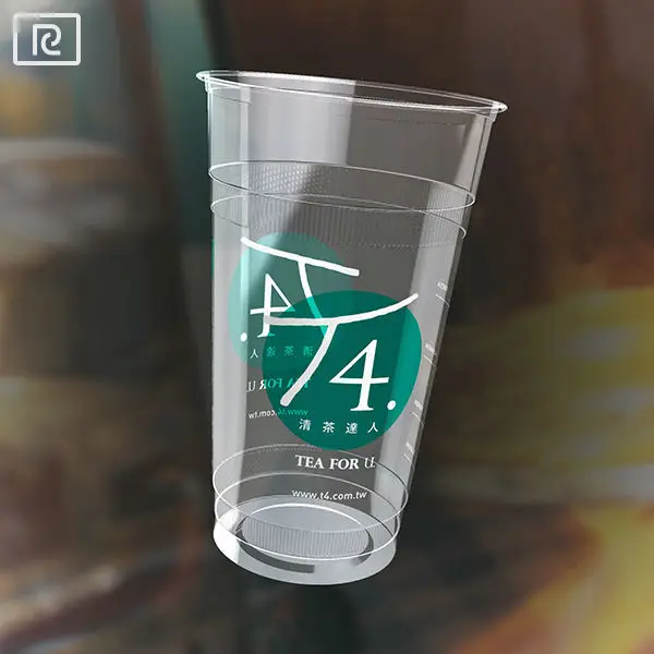 T-PLA2 Eco-Friendly 12oz-24oz Biodegradable Disposable Plastic Cup with Lid Customizable Logo for Parties and Coffee