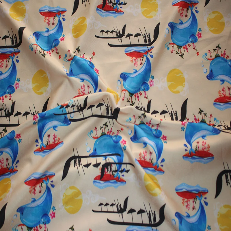 
No Moq UPF 50+ Custom With Fish Printing Swimming Fabric For Yoga 