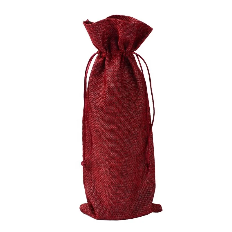 Wholesale Eco-friendly Jute Material  Red Wine Bags