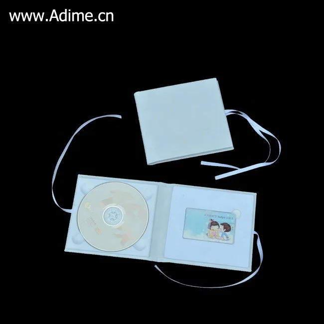 fabric linen velvet paper leather cotton CD DVD case with business card USB case box