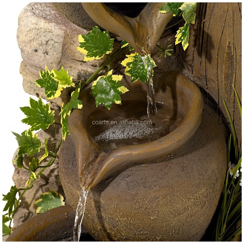 Outdoor Garden Four Rustic Jugs Cascading Water Fountain Fall Outdoor Garden Decoration Garden Landscape Fontain Fuente