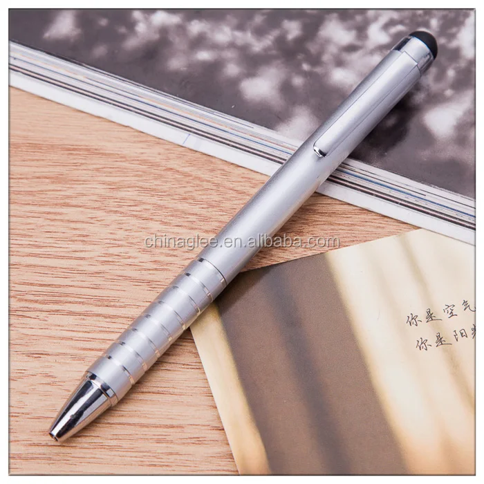 
Branded twist touch screen pen metal aluminium stylus ball pen with silver line 