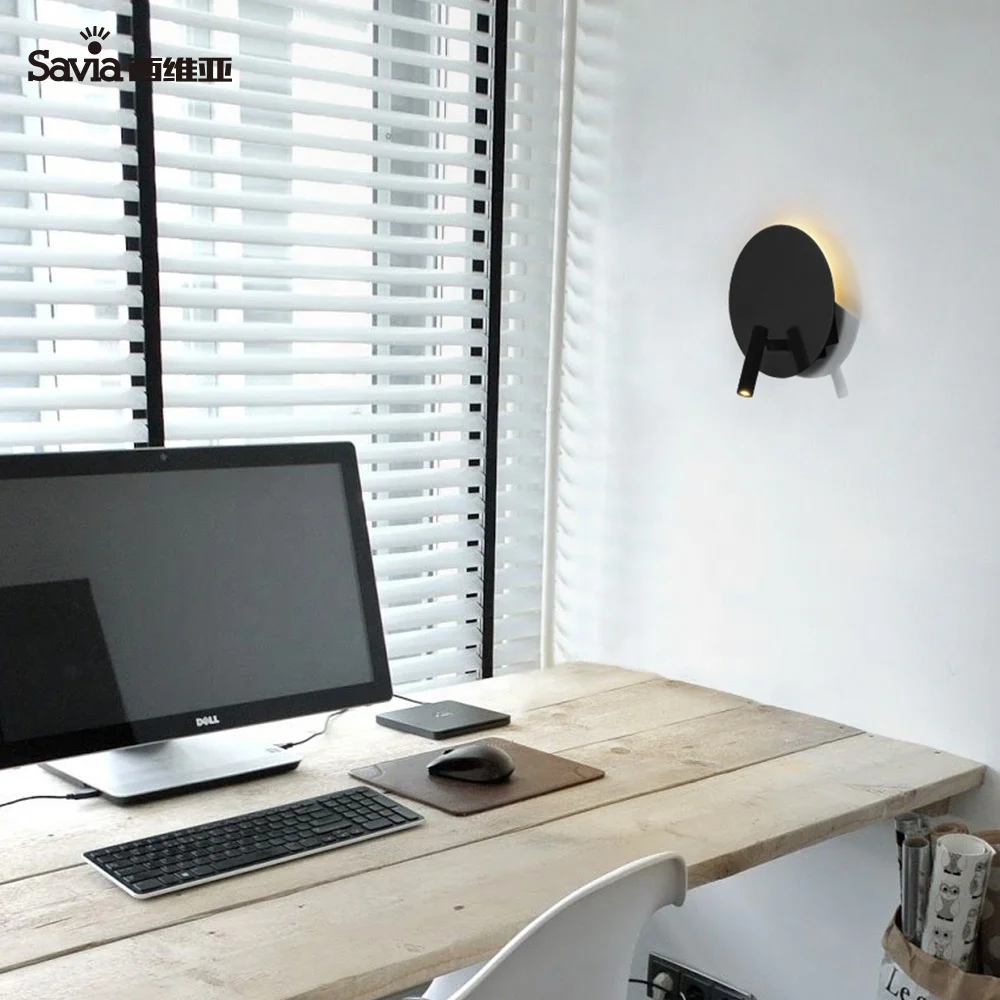 Savia aluminium led wall lights 3W+5W adjustable beam angle modern indoor reading light for bedside/hotel/living room