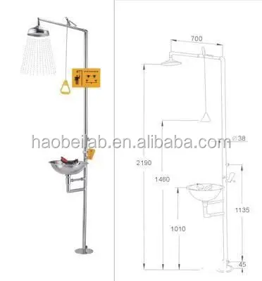 2016 Durable Safety Stainless Steel Emergency Shower & Eye Washer Combination with CE , ISO 9001 and ISO 14001