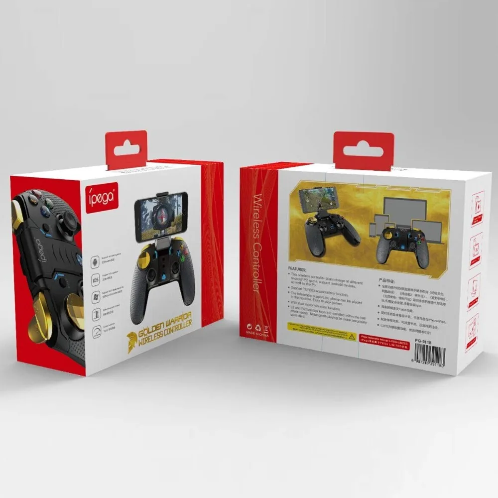 Ipega PG-9118 Wireless Game Controller Golden Warrior Mobile Phone Gamepad Joystick With Holder for iOS Android phone