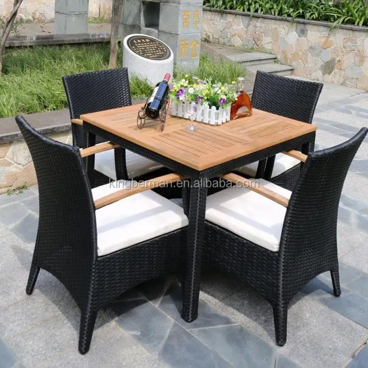 All Weather Teak Wood Table Dining Table And Chairs Set Outdoor Furniture