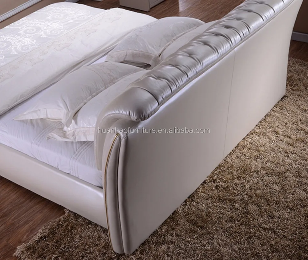 Bedroom furniture double size modern leather bed