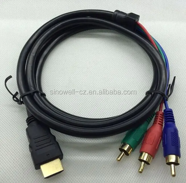 1.5M male to 3 rca audio video Cable nylon braid copper 3D HD 1080p component RGB cable