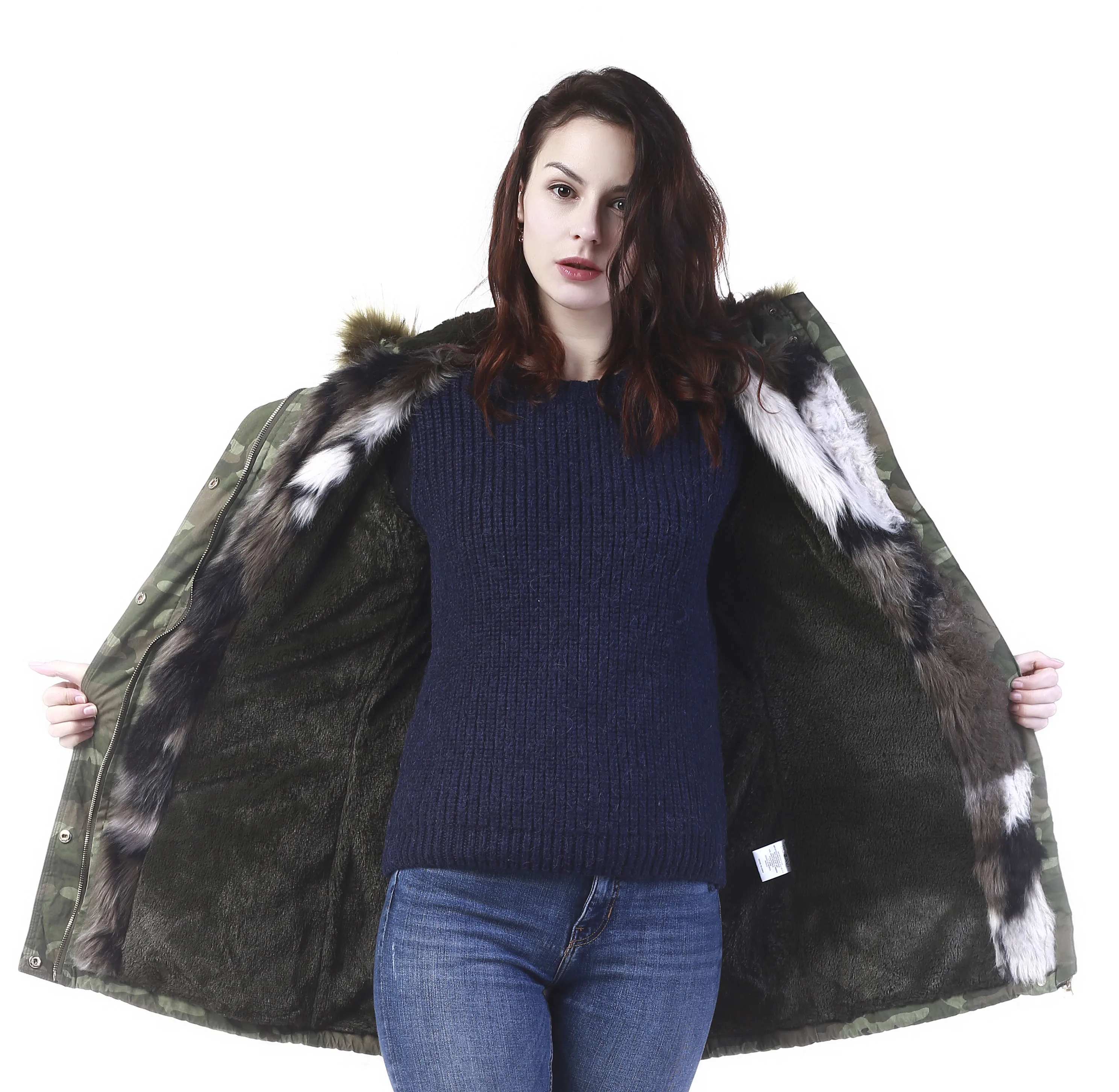 Fashion New Design Winter Casual Hooded Green Camouflage Ladies Padded Jacket Parka Women Quilted Coat