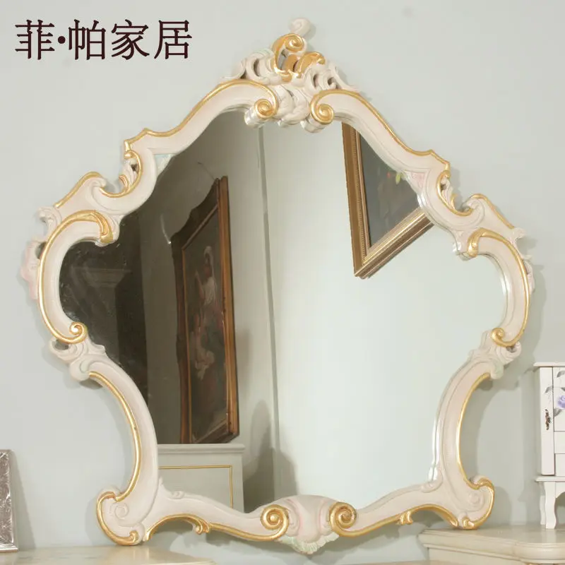 European Royal dressing mirror antique classic furniture solid wood frame mirror