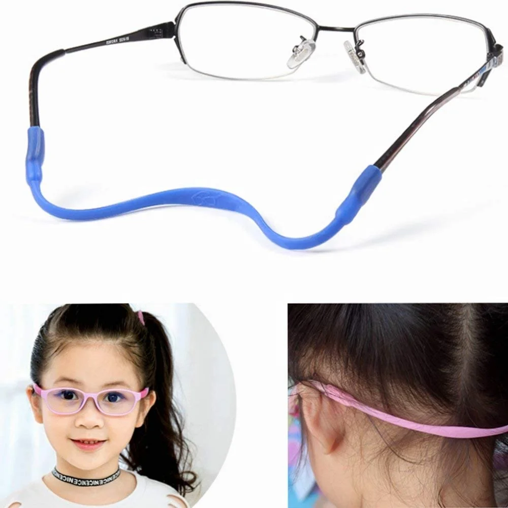 Anti-Slip Sports Elastic Silicone Glasses Strap with Ear Grip Hooks Kit for Kids Baby Safety Eyeglass Holder Eyewear Retainer