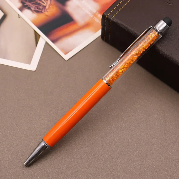 custom logo 2in 1 Crystal pen Diamond ball point pens with touch screen