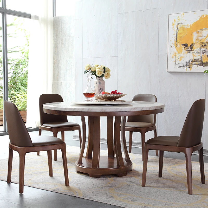 
Nature Marble Round Table with Turntable 