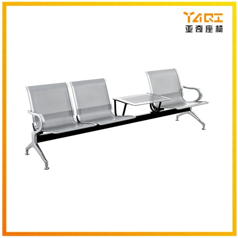 wholesale cheap modern silver color 4-seater middle table steel waiting room bench seating YA-26