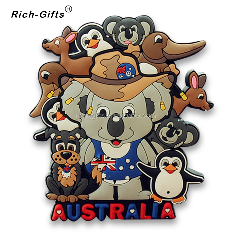 Custom Kangaroo Shape 3D PVC Rubber Souvenir fridge magnet For Australia