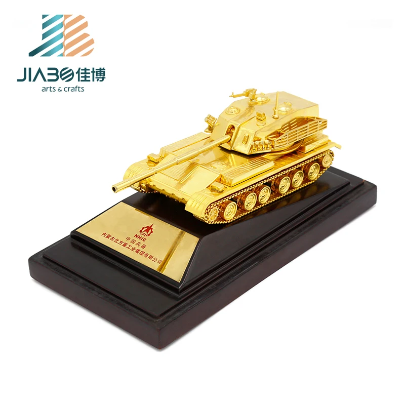 Customized 3D Tank model 999 gold plating metal trophy with gift box