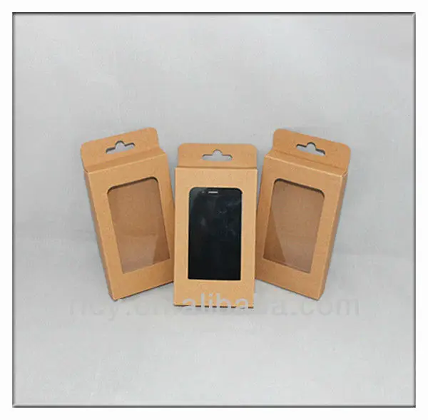 
customized kraft paper packaging box for iphone case with window 