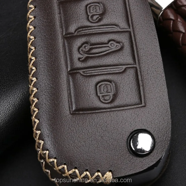 Genuine Leather Car key Case Cover for Peugeot 207 307 308 407 607 807