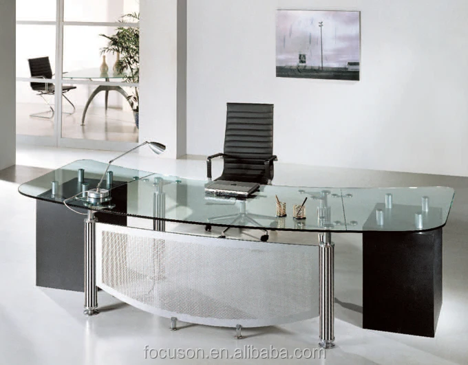
FKS-HD-ED024 Modern glass top office desk 
