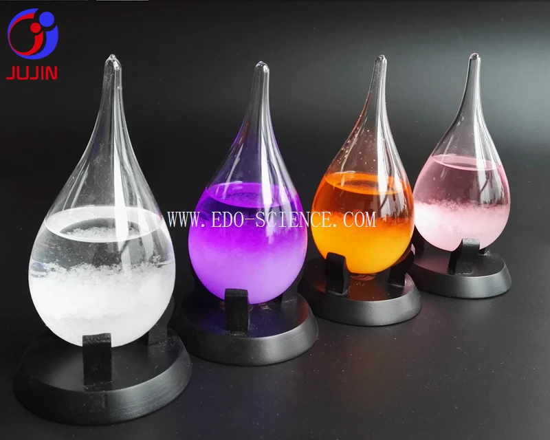 
OEM Logo Gift Admiral Fitzroy Storm Glass Teardrop Weather Forecast Bottle with Wooden Base 
