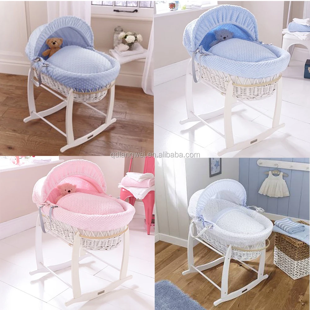 
Easy Assemble woody baby Bassinet with white stand 