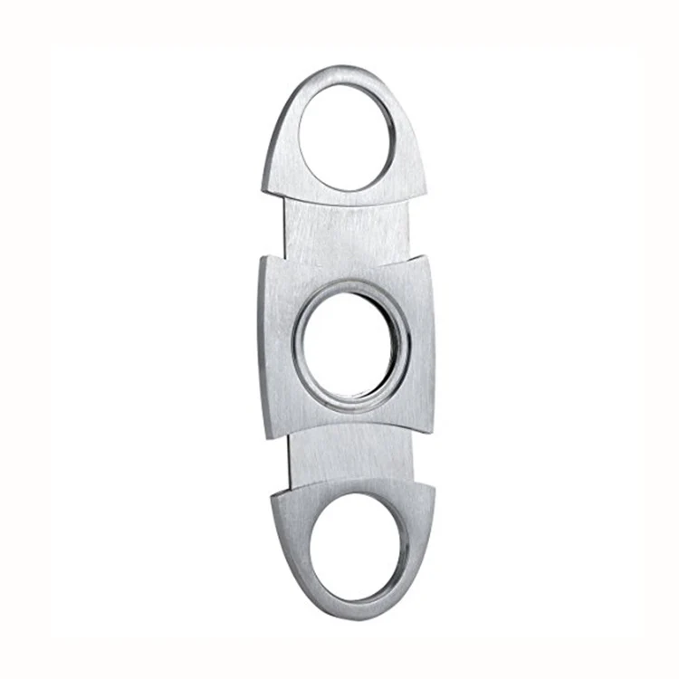 2019 Amazon Hot Sale New Product Silver Round Stainless Steel Metal Handle Double Blade Cigar Cutter Wholesale