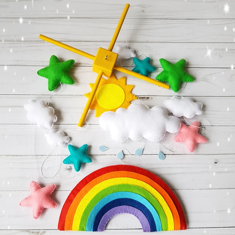 Rainbow shape felt decoration hanging toy for baby crib