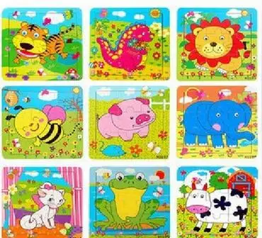 Educational 3D Cartoon Animals Wooden Jigsaw Puzzles Toys Kids Baby Games Toy Wood Puzzle Children Intelligence Development Toys
