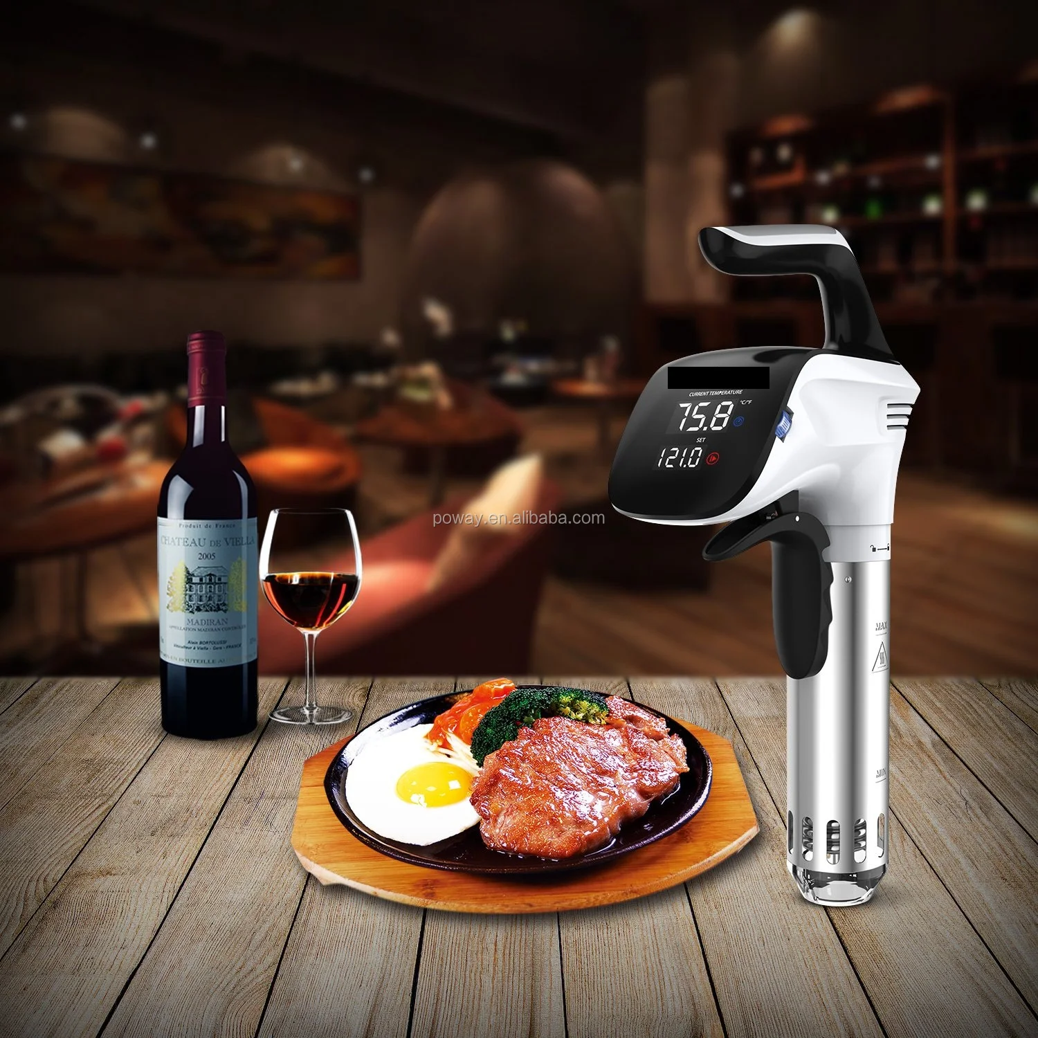 Poway Slow Cooker Portable 850W for Home and Restaurant Accurate Temperature Setting and Digital Timer Sous Vide High Quality