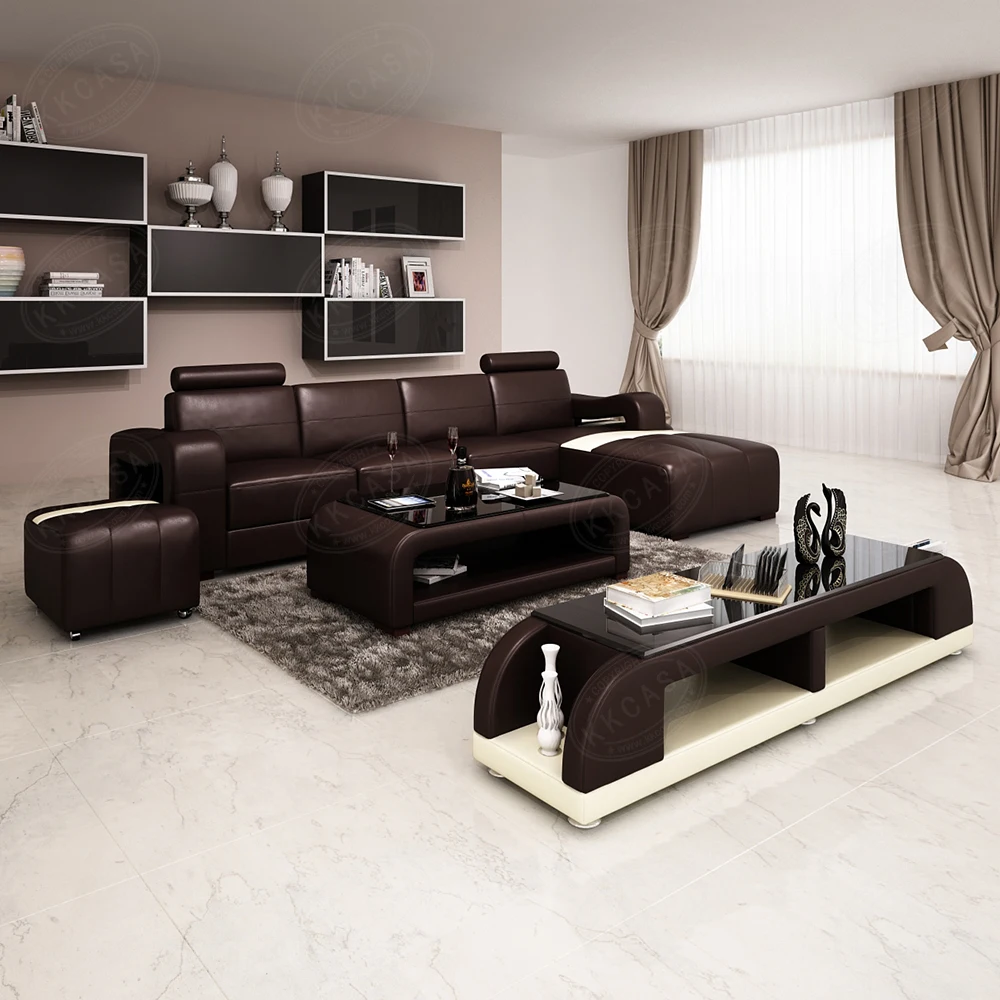 China Furniture Dubai Living Room Modern Italian Genuine Leather Cover Sofa Set