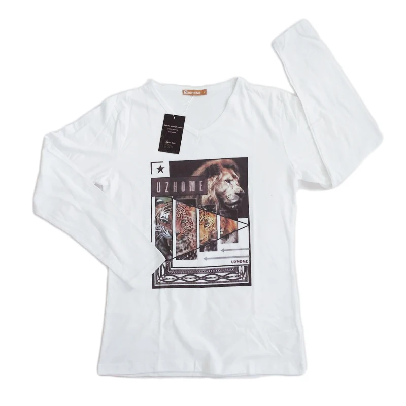 Оптовая продажа, парные мужские лучшие белые летние футболки с V-образным вырезом и длинным рукавом