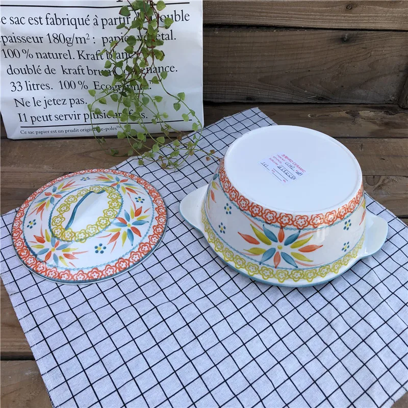 
wholesale beautiful pattern soup tureen with two handle 