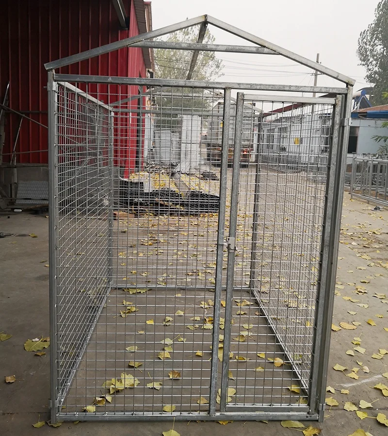 Galvanized steel tube and wire mesh dog kennel with roof Heavy duty outdoor dog run enclosure